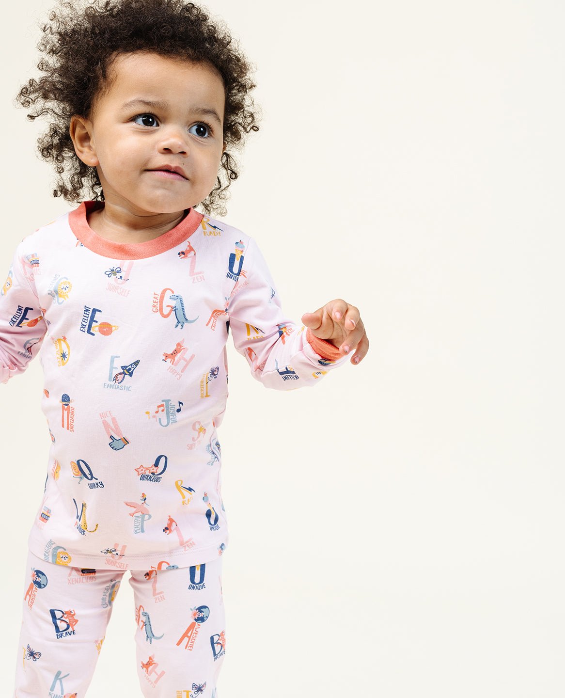 Ultimate Pajama Set in Good Vibes ABC Pink - Wear Lark