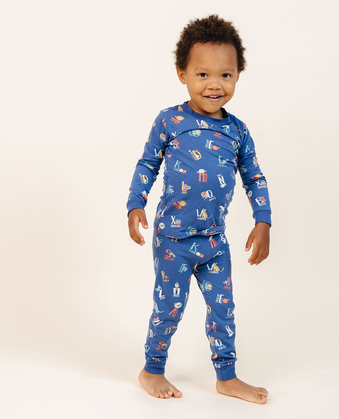 Ultimate Pajama Set in Good Vibes ABC Navy - Wear Lark