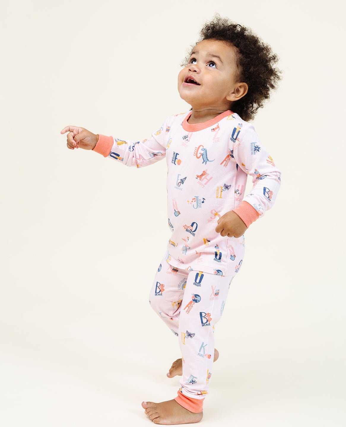 Ultimate Pajama Set in Good Vibes ABC Pink - Wear Lark